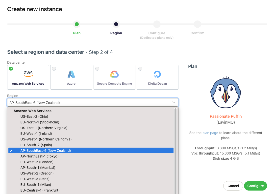 AWS region ap-southeast-6 listed on CloudAMQP