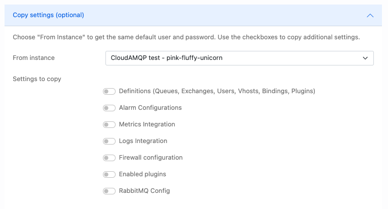 CloudAMQP instance copy