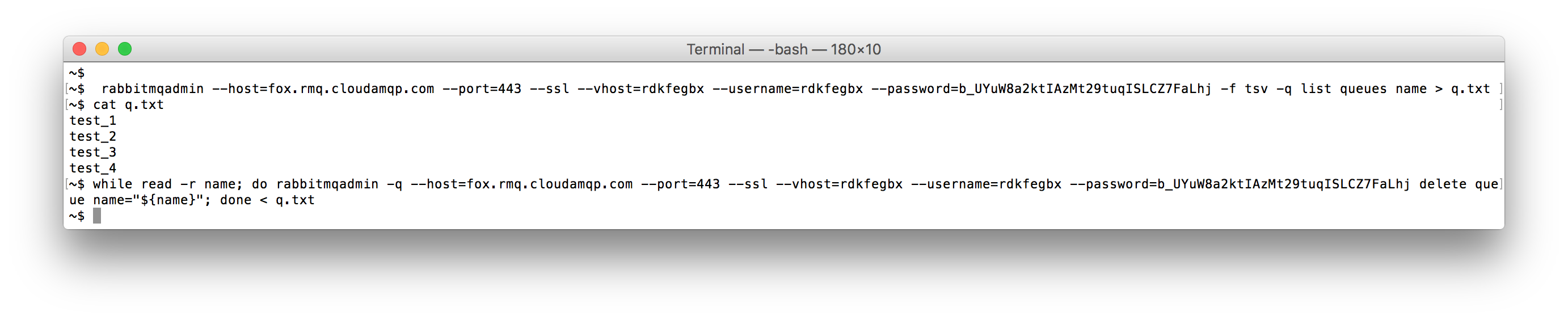 delete multiple queue rabbitmq