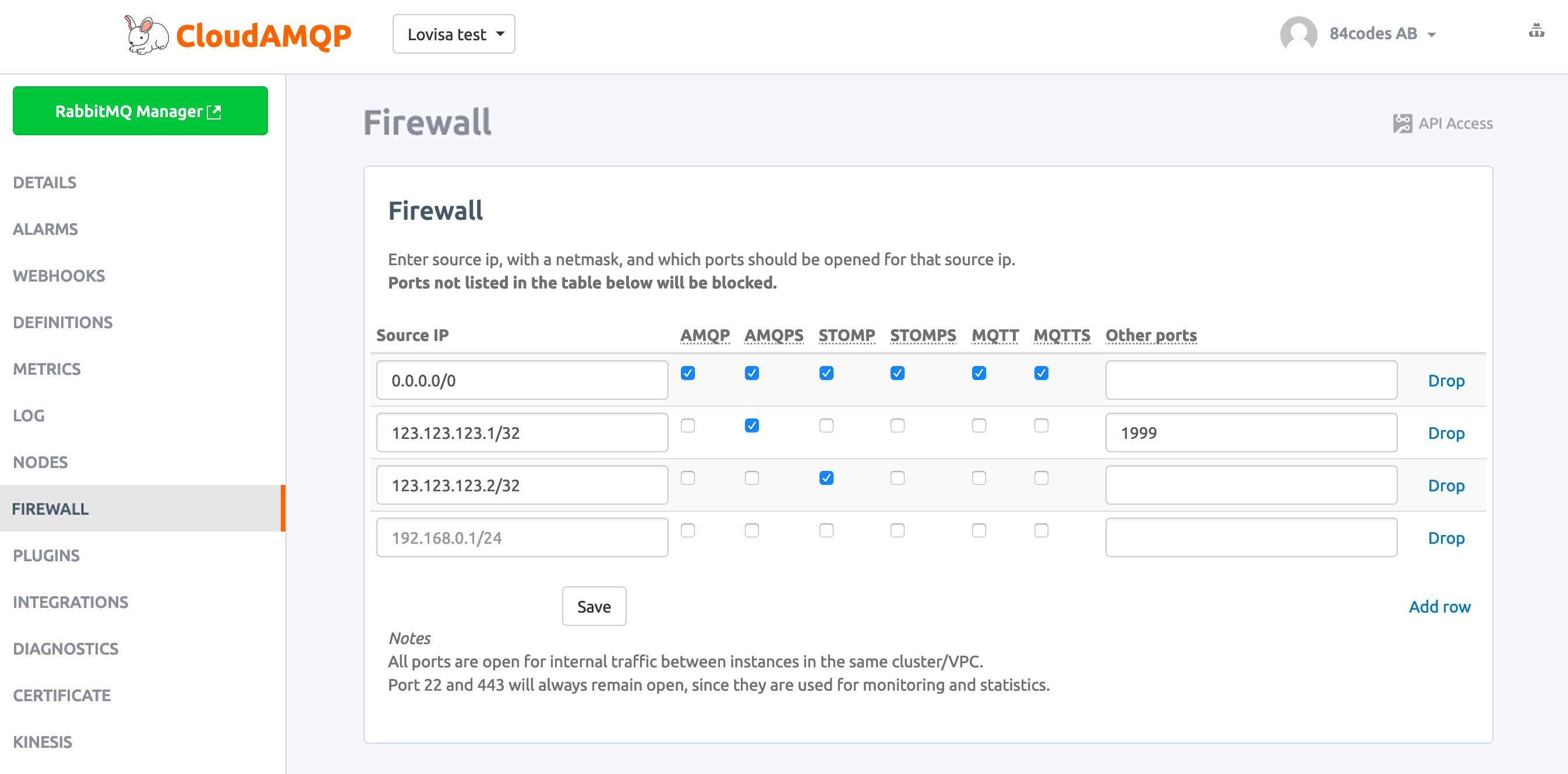 Ports firewall Manually Open