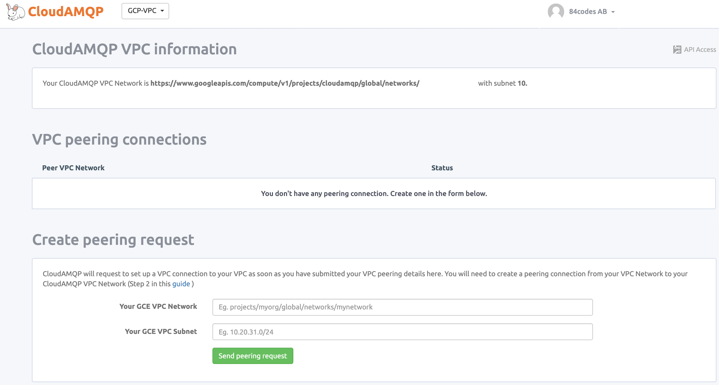 Configure VPC peering