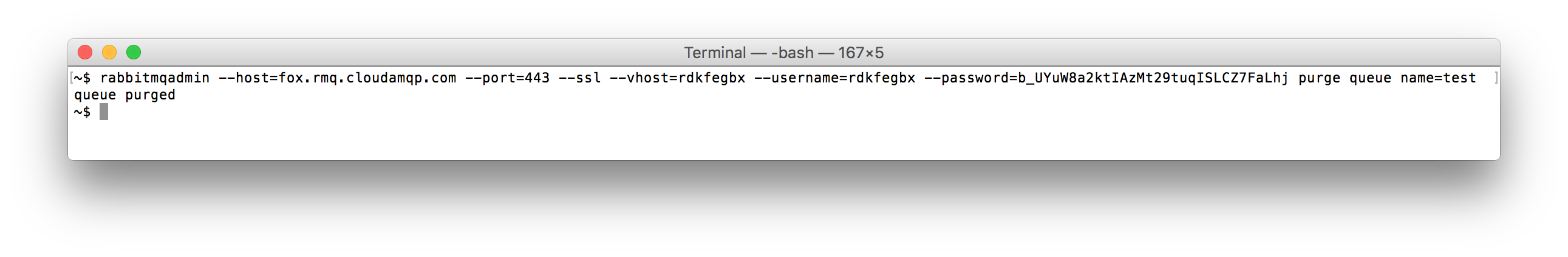 Purge RabbitMQ message queue via rabbitmqadmin Purge RabbitMQ message queue via rabbitmqadmin