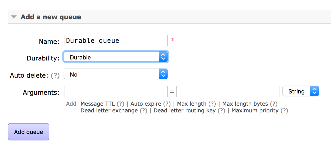 RabbitMQ durable queue