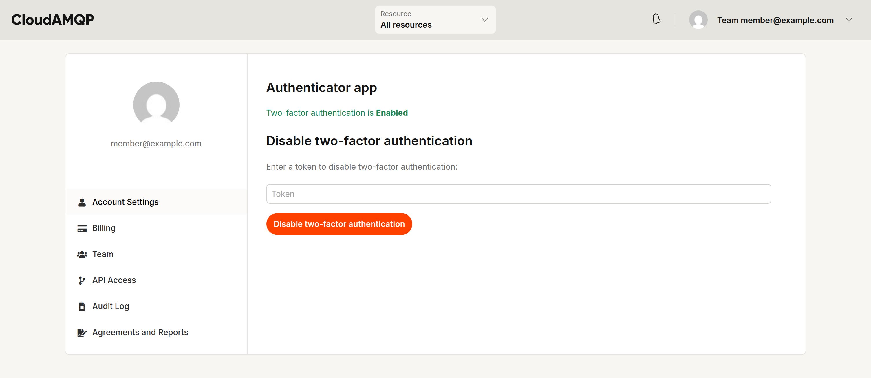Two-factor authentication enabled confirmation