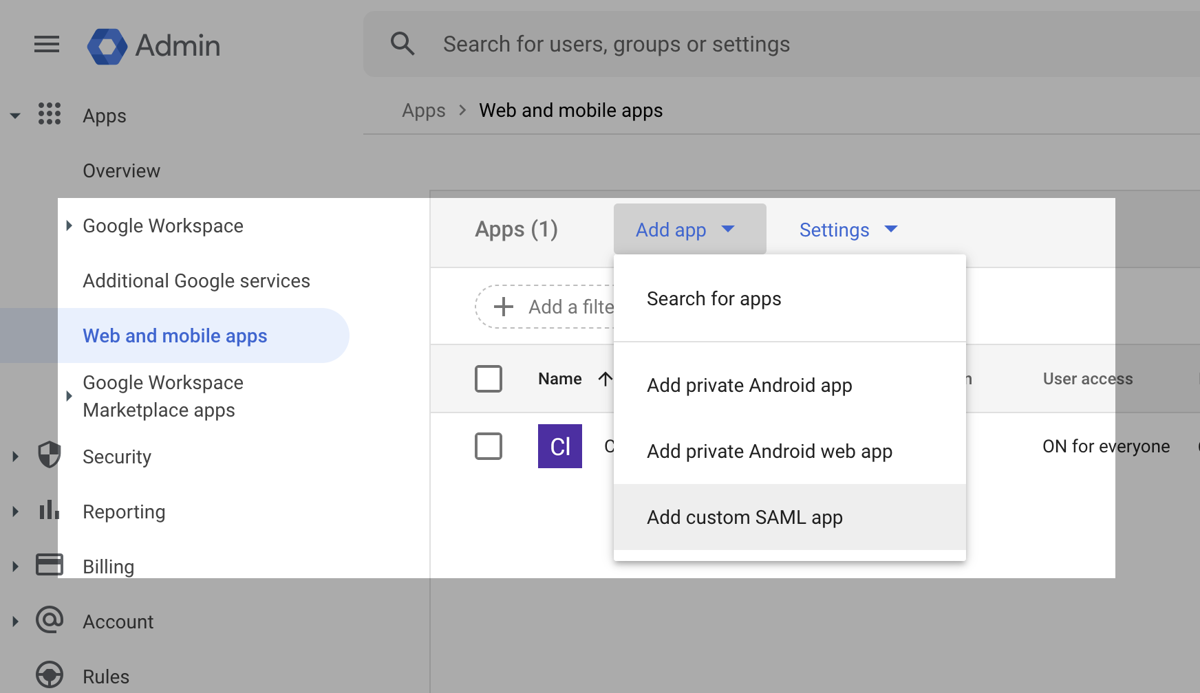 Google SAML App