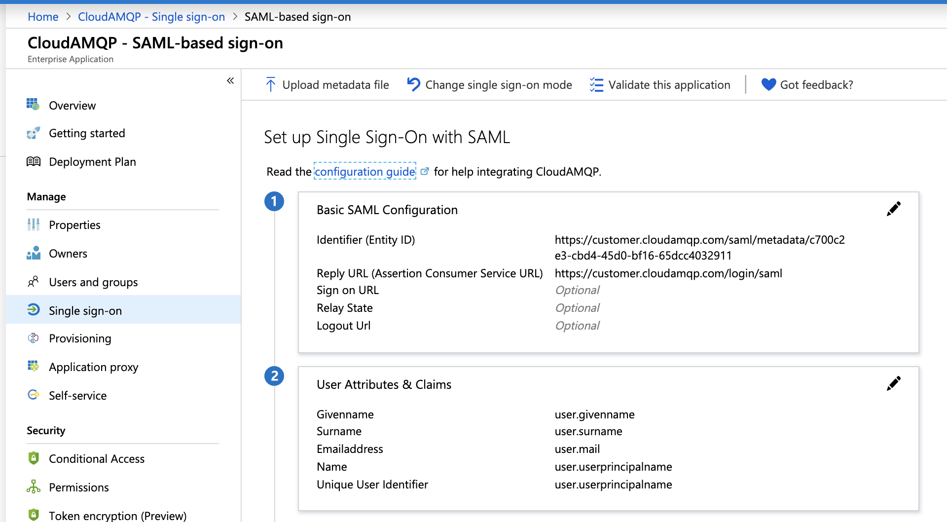 Azure SAML Setup