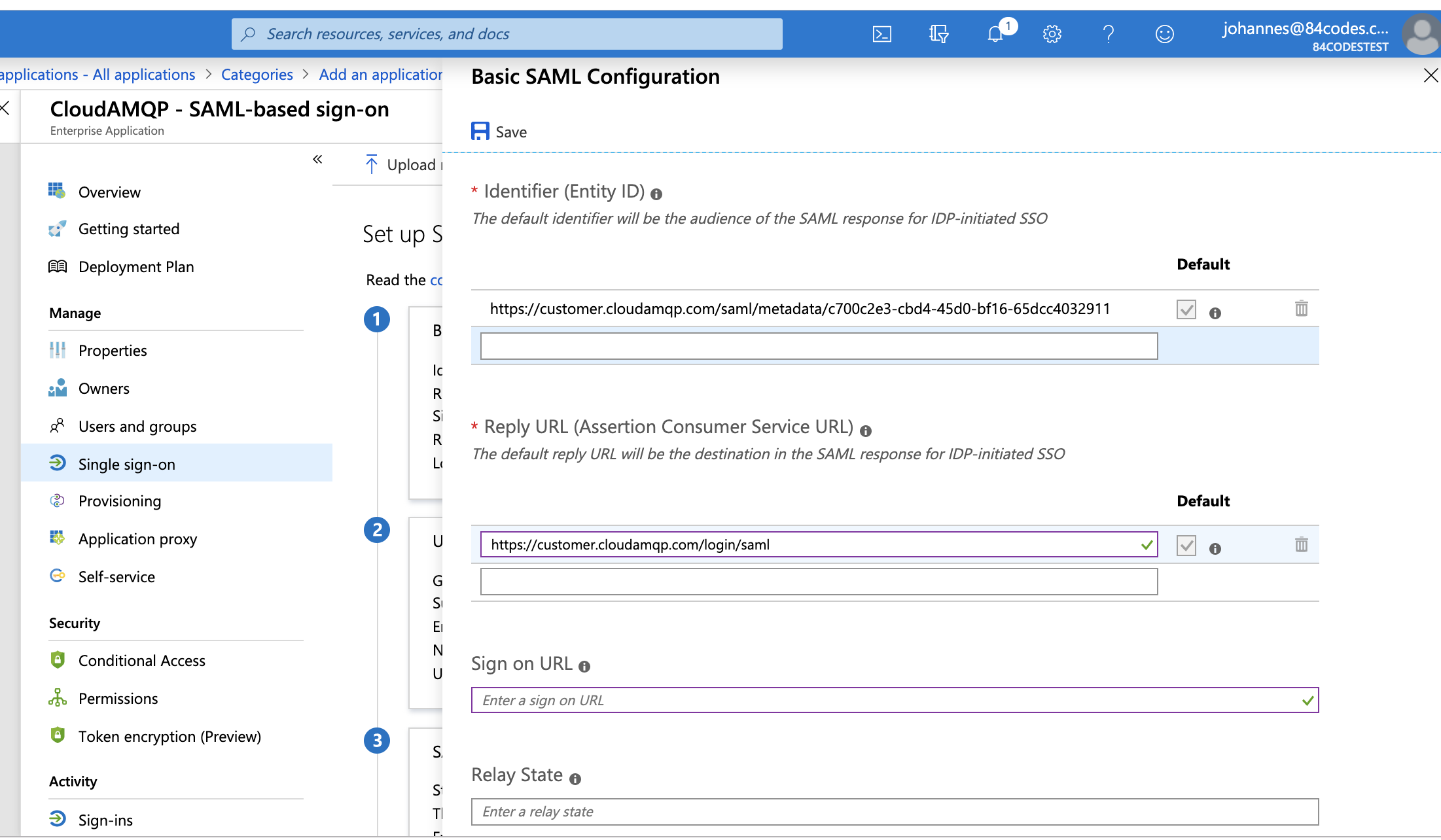 Azure SAML Setup