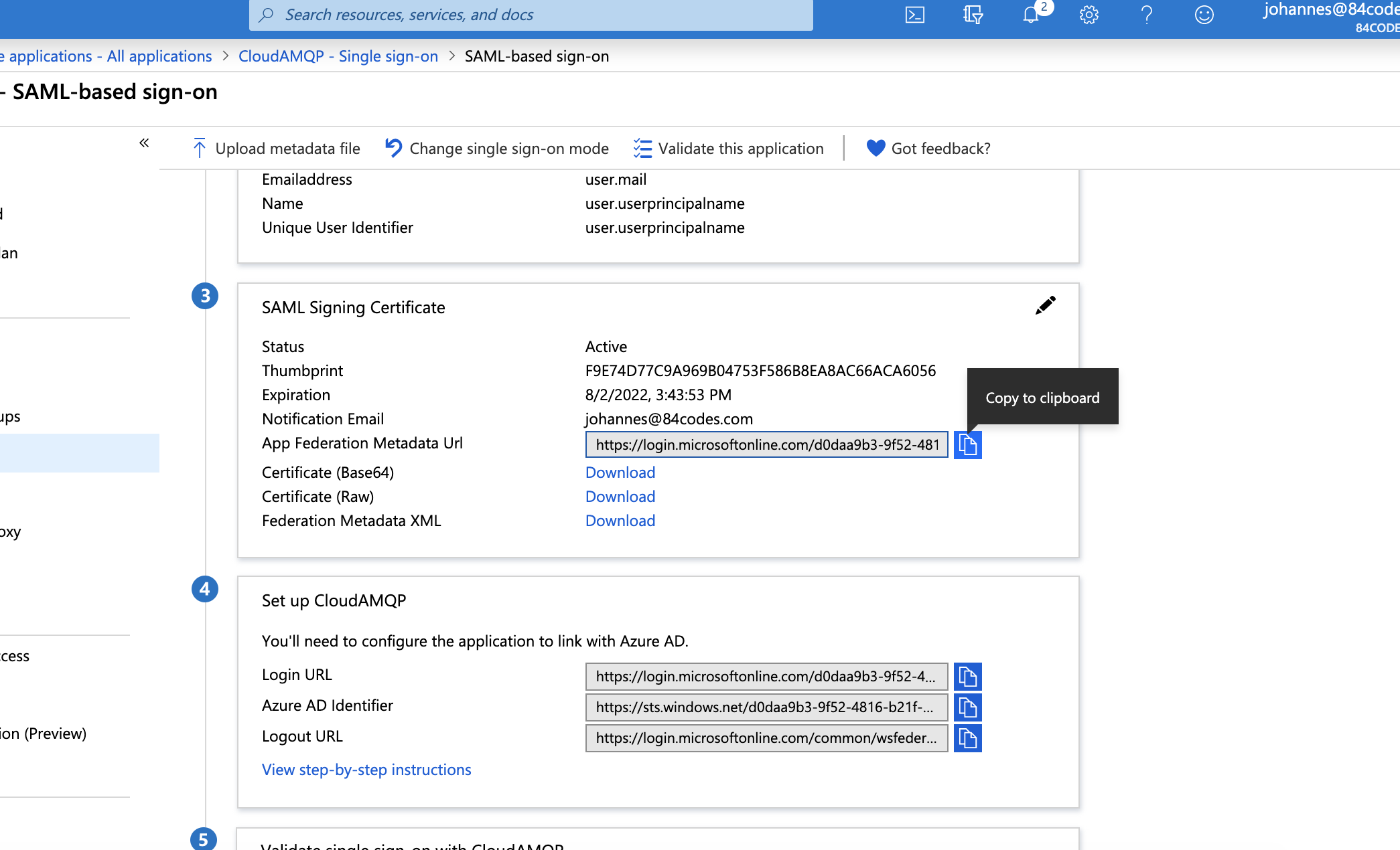 Azure SAML Setup