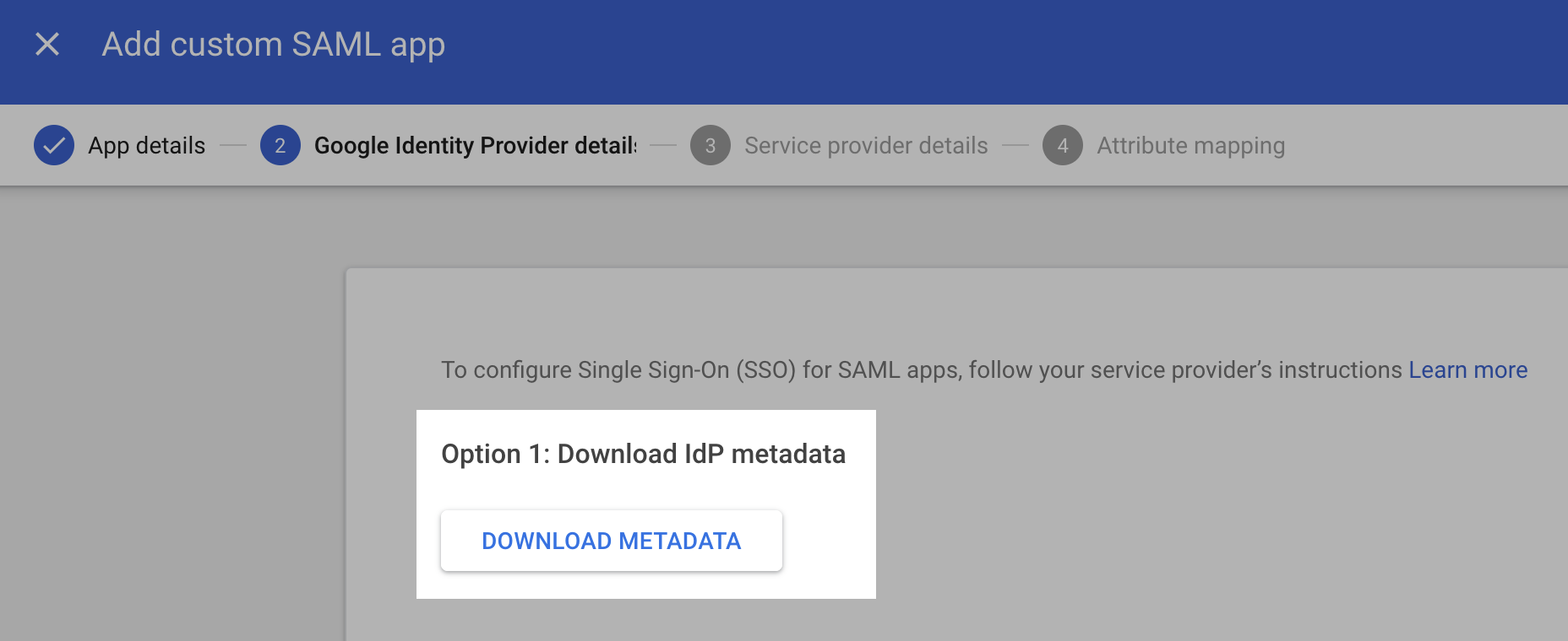 Download IdP metadata