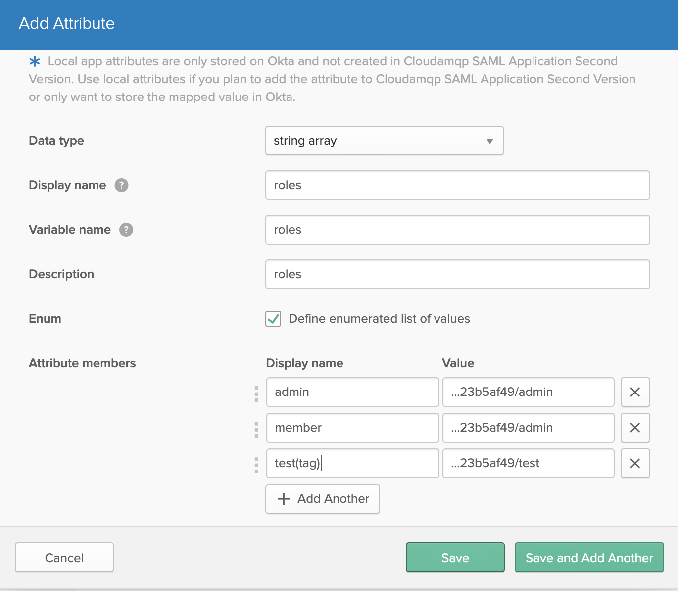 Okta setup Roles