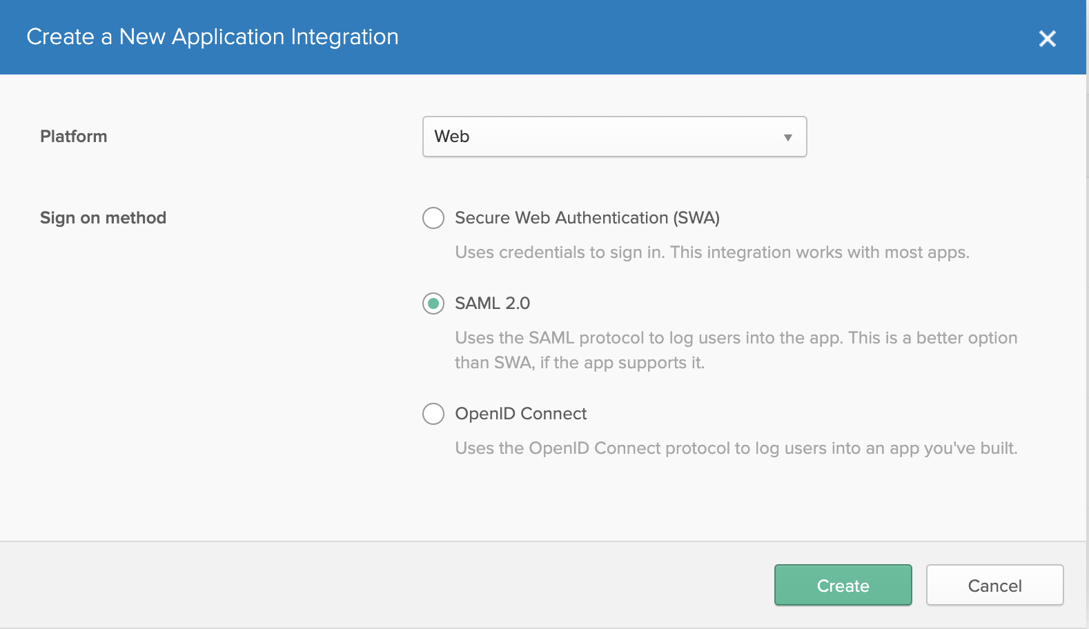 Saml Okta Create app Next 