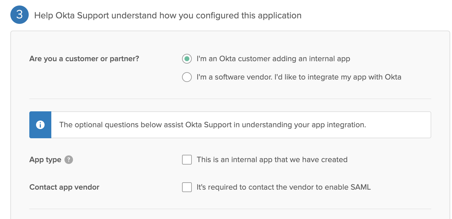 Okta Create app finalize