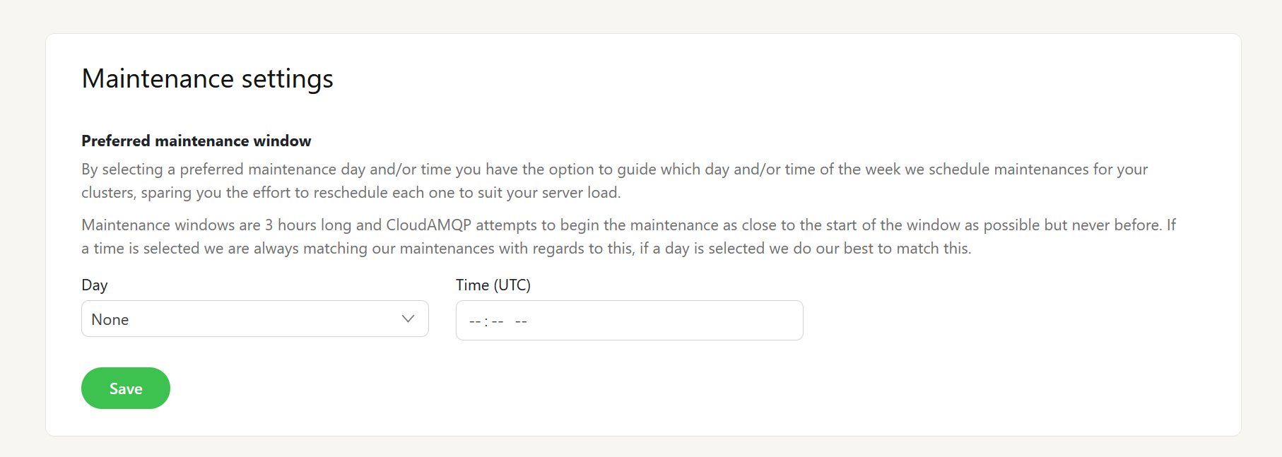 maintenance schedule