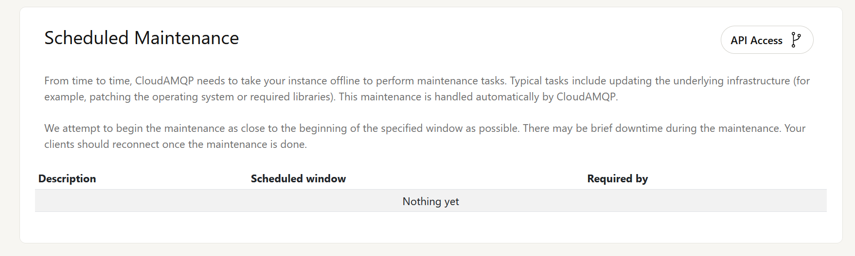 maintenance schedule
