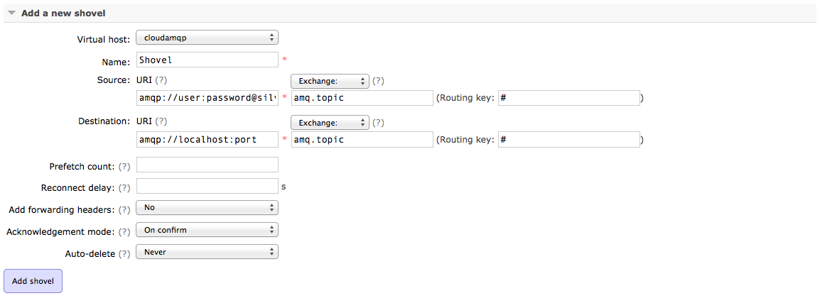 Shovel plugin with RabbitMQ